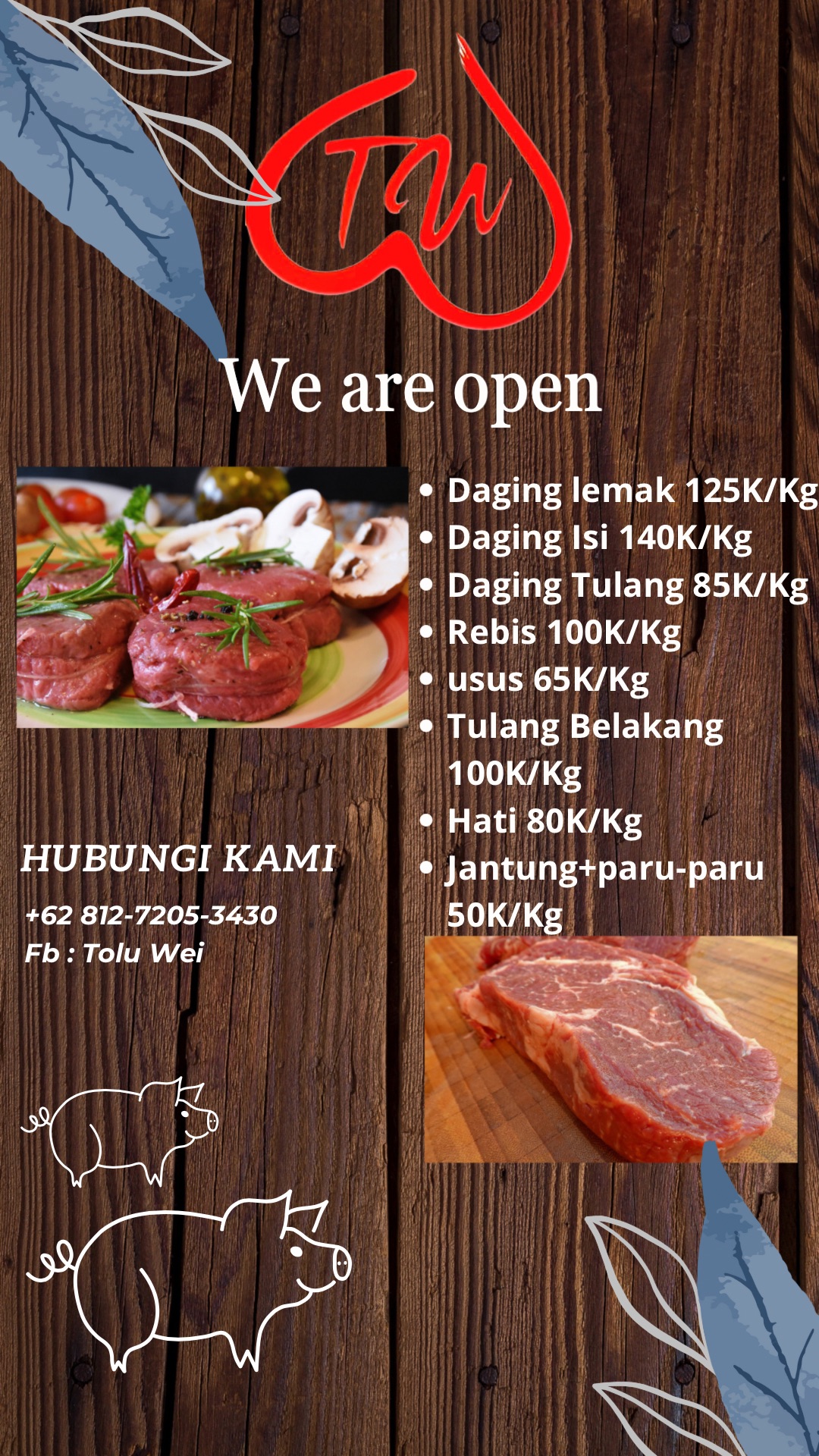 Babi segar bagian dada